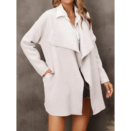 Solid Color Batwing Sleeves Long Sleeves Lapel Outerwear Solid Color Batwing Sleeves Long Sleeves Lapel Outerwear