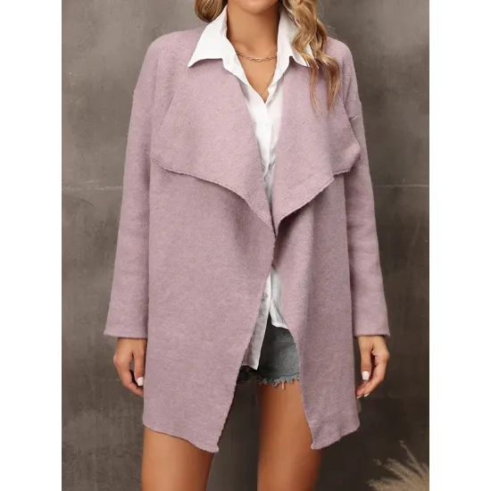 Solid Color Batwing Sleeves Long Sleeves Lapel Outerwear Solid Color Batwing Sleeves Long Sleeves Lapel Outerwear