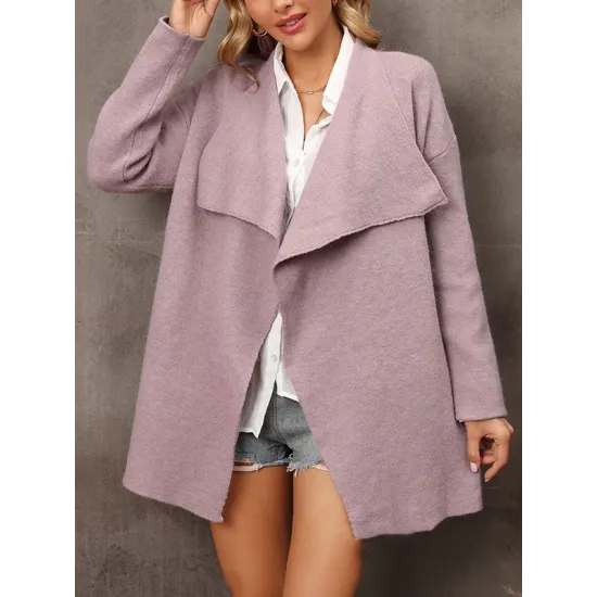 Solid Color Batwing Sleeves Long Sleeves Lapel Outerwear Solid Color Batwing Sleeves Long Sleeves Lapel Outerwear
