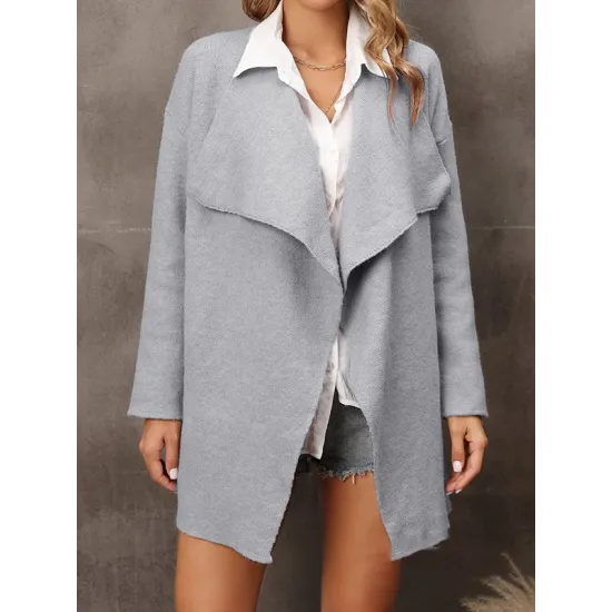 Solid Color Batwing Sleeves Long Sleeves Lapel Outerwear Solid Color Batwing Sleeves Long Sleeves Lapel Outerwear