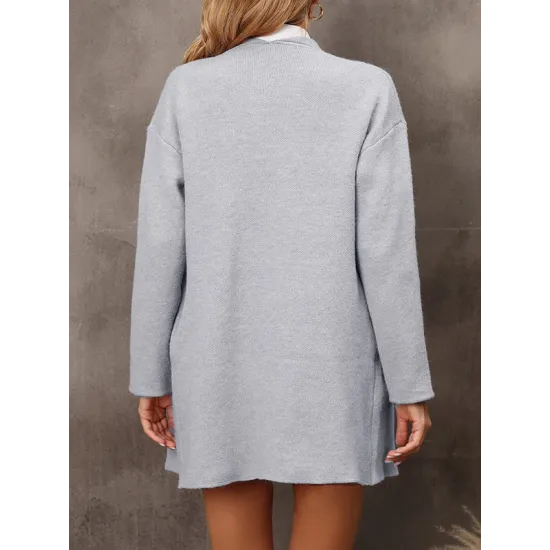 Solid Color Batwing Sleeves Long Sleeves Lapel Outerwear Solid Color Batwing Sleeves Long Sleeves Lapel Outerwear