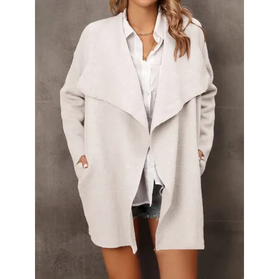 Solid Color Batwing Sleeves Long Sleeves Lapel Outerwear Solid Color Batwing Sleeves Long Sleeves Lapel Outerwear