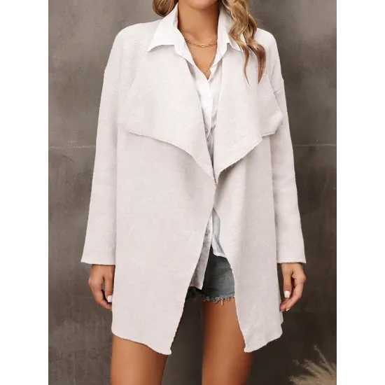 Solid Color Batwing Sleeves Long Sleeves Lapel Outerwear Solid Color Batwing Sleeves Long Sleeves Lapel Outerwear
