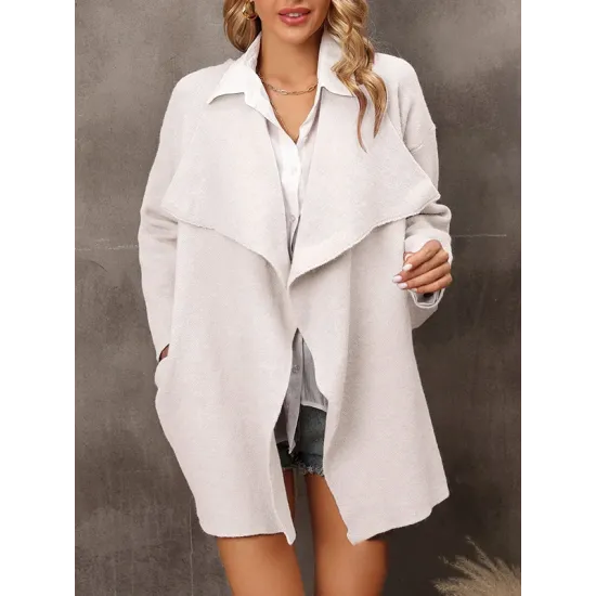 Solid Color Batwing Sleeves Long Sleeves Lapel Outerwear Solid Color Batwing Sleeves Long Sleeves Lapel Outerwear