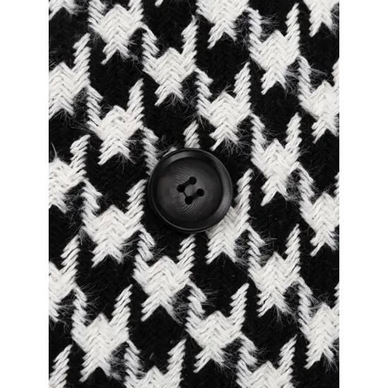 Houndstooth Split-back Split-Joint Tied Waist Long Sleeves Loose Lapel Trench Coats Houndstooth Split-back Split-Joint Tied Waist Long Sleeves Loose Lapel Trench Coats