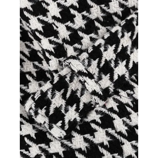 Houndstooth Split-back Split-Joint Tied Waist Long Sleeves Loose Lapel Trench Coats Houndstooth Split-back Split-Joint Tied Waist Long Sleeves Loose Lapel Trench Coats