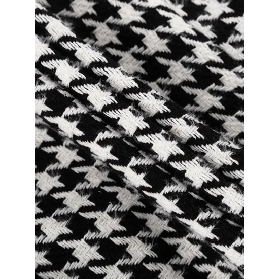 Houndstooth Split-back Split-Joint Tied Waist Long Sleeves Loose Lapel Trench Coats Houndstooth Split-back Split-Joint Tied Waist Long Sleeves Loose Lapel Trench Coats