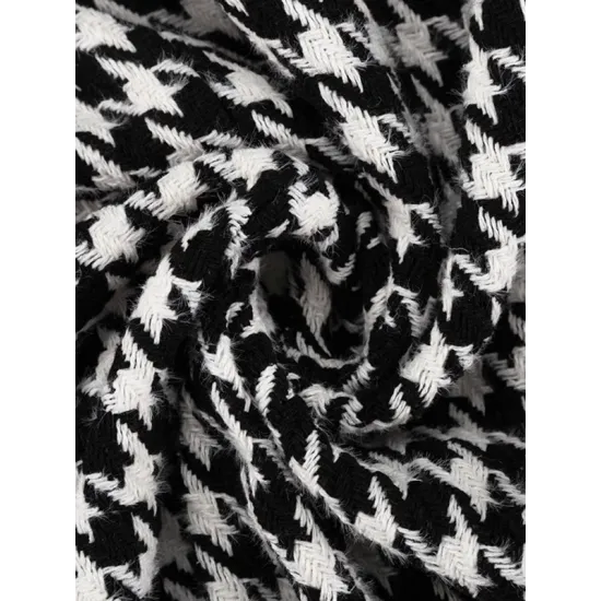Houndstooth Split-back Split-Joint Tied Waist Long Sleeves Loose Lapel Trench Coats Houndstooth Split-back Split-Joint Tied Waist Long Sleeves Loose Lapel Trench Coats