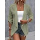 Buttoned Hollow Jacquard Solid Color Long Sleeves Loose Collarless Outerwear Buttoned Hollow Jacquard Solid Color Long Sleeves Loose Collarless Outerwear