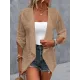 Buttoned Hollow Jacquard Solid Color Long Sleeves Loose Collarless Outerwear Buttoned Hollow Jacquard Solid Color Long Sleeves Loose Collarless Outerwear