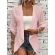 Buttoned Hollow Jacquard Solid Color Long Sleeves Loose Collarless Outerwear Buttoned Hollow Jacquard Solid Color Long Sleeves Loose Collarless Outerwear