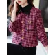 Buttoned Houndstooth Pockets Split-Joint Long Sleeves Plus Size Lapel Outerwear Buttoned Houndstooth Pockets Split-Joint Long Sleeves Plus Size Lapel Outerwear