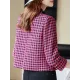 Buttoned Houndstooth Pockets Split-Joint Long Sleeves Plus Size Lapel Outerwear Buttoned Houndstooth Pockets Split-Joint Long Sleeves Plus Size Lapel Outerwear