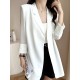 Solid Color Split-Side Sun Protection Long Sleeves Loose Notched Collar Outerwear Blazer Solid Color Split-Side Sun Protection Long Sleeves Loose Notched Collar Outerwear Blazer