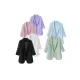 Solid Color Split-Side Sun Protection Long Sleeves Loose Notched Collar Outerwear Blazer Solid Color Split-Side Sun Protection Long Sleeves Loose Notched Collar Outerwear Blazer