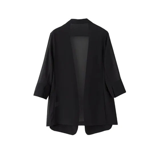 Solid Color Split-Side Sun Protection Long Sleeves Loose Notched Collar Outerwear Blazer Solid Color Split-Side Sun Protection Long Sleeves Loose Notched Collar Outerwear Blazer