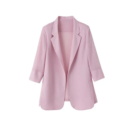 Solid Color Split-Side Sun Protection Long Sleeves Loose Notched Collar Outerwear Blazer Solid Color Split-Side Sun Protection Long Sleeves Loose Notched Collar Outerwear Blazer