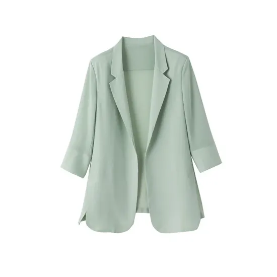 Solid Color Split-Side Sun Protection Long Sleeves Loose Notched Collar Outerwear Blazer Solid Color Split-Side Sun Protection Long Sleeves Loose Notched Collar Outerwear Blazer