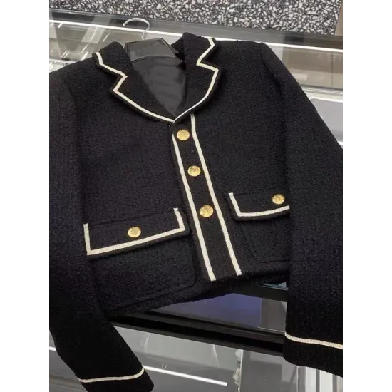 Buttoned Pockets Long Sleeves Loose Notched Collar Woolen Coat Outerwear Buttoned Pockets Long Sleeves Loose Notched Collar Woolen Coat Outerwear