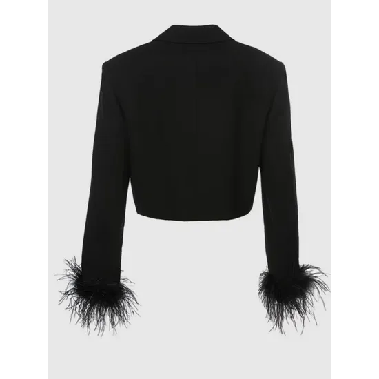 Buttoned Solid Color Tasseled Long Sleeves Notched Collar Outerwear Blazer Buttoned Solid Color Tasseled Long Sleeves Notched Collar Outerwear Blazer