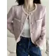 Buttoned Pockets Split-Joint Long Sleeves Loose Round-neck Outerwear Buttoned Pockets Split-Joint Long Sleeves Loose Round-neck Outerwear