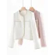 Buttoned Pockets Split-Joint Long Sleeves Loose Round-neck Outerwear Buttoned Pockets Split-Joint Long Sleeves Loose Round-neck Outerwear