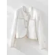Buttoned Pockets Split-Joint Long Sleeves Loose Round-neck Outerwear Buttoned Pockets Split-Joint Long Sleeves Loose Round-neck Outerwear