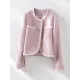 Buttoned Pockets Split-Joint Long Sleeves Loose Round-neck Outerwear Buttoned Pockets Split-Joint Long Sleeves Loose Round-neck Outerwear