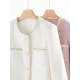 Buttoned Pockets Split-Joint Long Sleeves Loose Round-neck Outerwear Buttoned Pockets Split-Joint Long Sleeves Loose Round-neck Outerwear