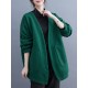 Pockets Solid Color Long Sleeves Loose Collarless Outerwear Pockets Solid Color Long Sleeves Loose Collarless Outerwear