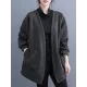 Pockets Solid Color Long Sleeves Loose Collarless Outerwear Pockets Solid Color Long Sleeves Loose Collarless Outerwear