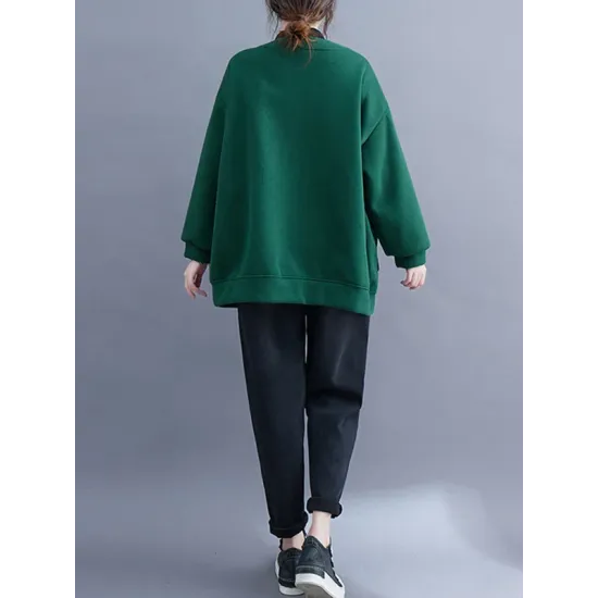 Pockets Solid Color Long Sleeves Loose Collarless Outerwear Pockets Solid Color Long Sleeves Loose Collarless Outerwear