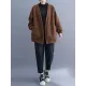 Pockets Solid Color Long Sleeves Loose Collarless Outerwear Pockets Solid Color Long Sleeves Loose Collarless Outerwear
