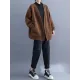Pockets Solid Color Long Sleeves Loose Collarless Outerwear Pockets Solid Color Long Sleeves Loose Collarless Outerwear