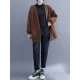Pockets Solid Color Long Sleeves Loose Collarless Outerwear Pockets Solid Color Long Sleeves Loose Collarless Outerwear
