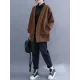 Pockets Solid Color Long Sleeves Loose Collarless Outerwear Pockets Solid Color Long Sleeves Loose Collarless Outerwear