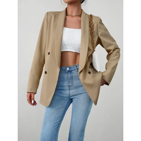 Split-Joint Long Sleeves Loose Lapel Outerwear Blazer Split-Joint Long Sleeves Loose Lapel Outerwear Blazer