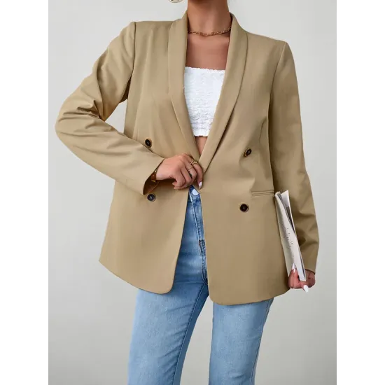 Split-Joint Long Sleeves Loose Lapel Outerwear Blazer Split-Joint Long Sleeves Loose Lapel Outerwear Blazer