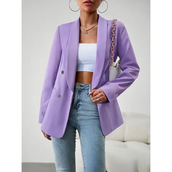 Split-Joint Long Sleeves Loose Lapel Outerwear Blazer Split-Joint Long Sleeves Loose Lapel Outerwear Blazer