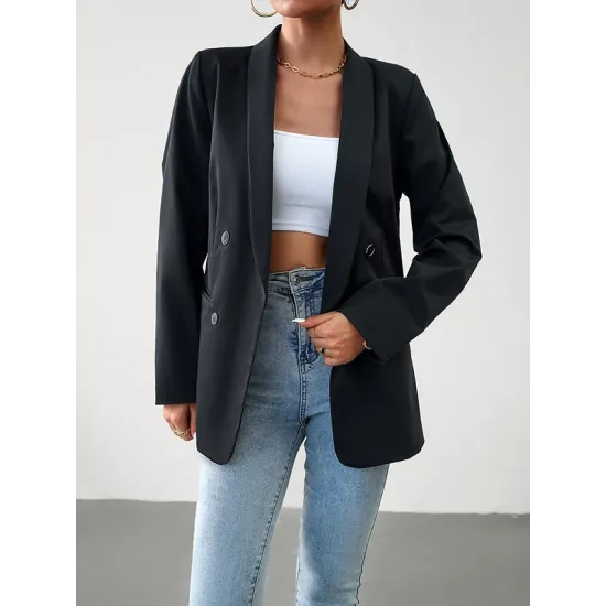 Split-Joint Long Sleeves Loose Lapel Outerwear Blazer Split-Joint Long Sleeves Loose Lapel Outerwear Blazer
