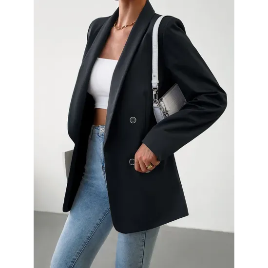Split-Joint Long Sleeves Loose Lapel Outerwear Blazer Split-Joint Long Sleeves Loose Lapel Outerwear Blazer