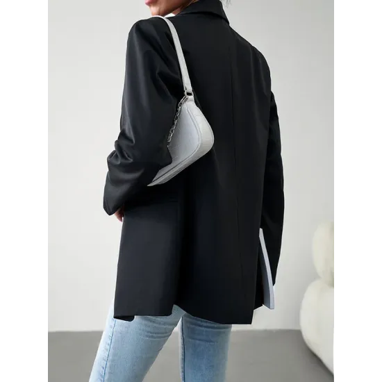 Split-Joint Long Sleeves Loose Lapel Outerwear Blazer Split-Joint Long Sleeves Loose Lapel Outerwear Blazer