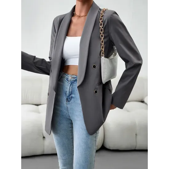 Split-Joint Long Sleeves Loose Lapel Outerwear Blazer Split-Joint Long Sleeves Loose Lapel Outerwear Blazer