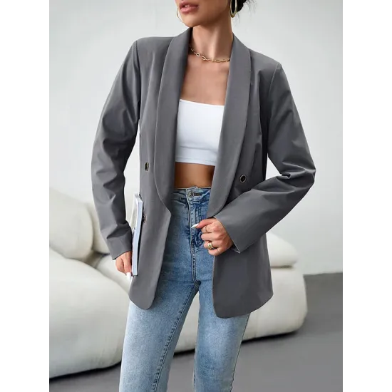 Split-Joint Long Sleeves Loose Lapel Outerwear Blazer Split-Joint Long Sleeves Loose Lapel Outerwear Blazer
