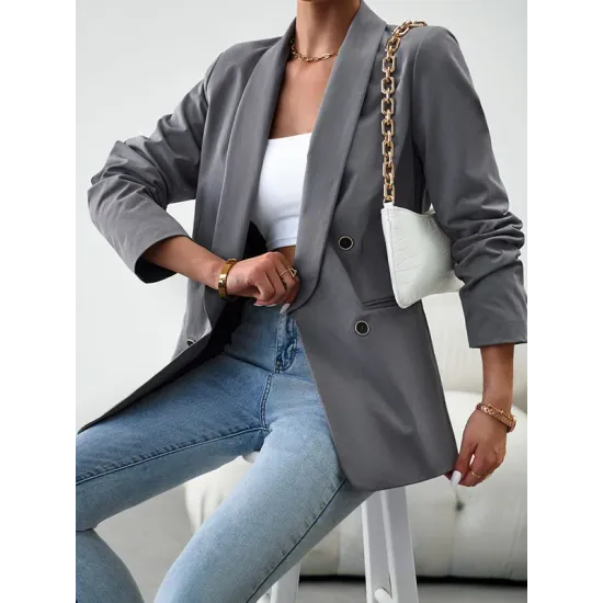 Split-Joint Long Sleeves Loose Lapel Outerwear Blazer Split-Joint Long Sleeves Loose Lapel Outerwear Blazer