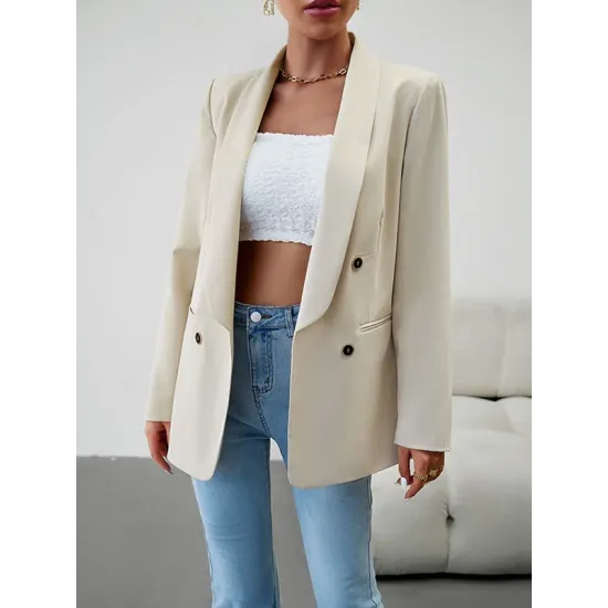 Split-Joint Long Sleeves Loose Lapel Outerwear Blazer Split-Joint Long Sleeves Loose Lapel Outerwear Blazer