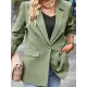 Solid Color Split-Joint Long Sleeves Loose Lapel Outerwear Blazer Solid Color Split-Joint Long Sleeves Loose Lapel Outerwear Blazer