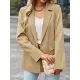 Solid Color Split-Joint Long Sleeves Loose Lapel Outerwear Blazer Solid Color Split-Joint Long Sleeves Loose Lapel Outerwear Blazer