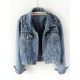 Denim Split-Joint Long Sleeves Lapel Jackets Denim Split-Joint Long Sleeves Lapel Jackets