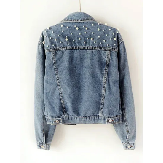 Denim Split-Joint Long Sleeves Lapel Jackets Denim Split-Joint Long Sleeves Lapel Jackets
